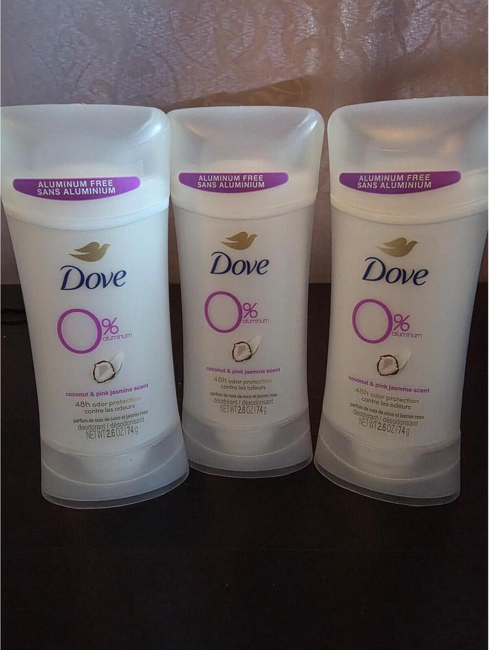 3Pack Dove 0% Aluminum Womens Deodorant Stick - Coconut and Pink Jasmine, 2.6 Oz